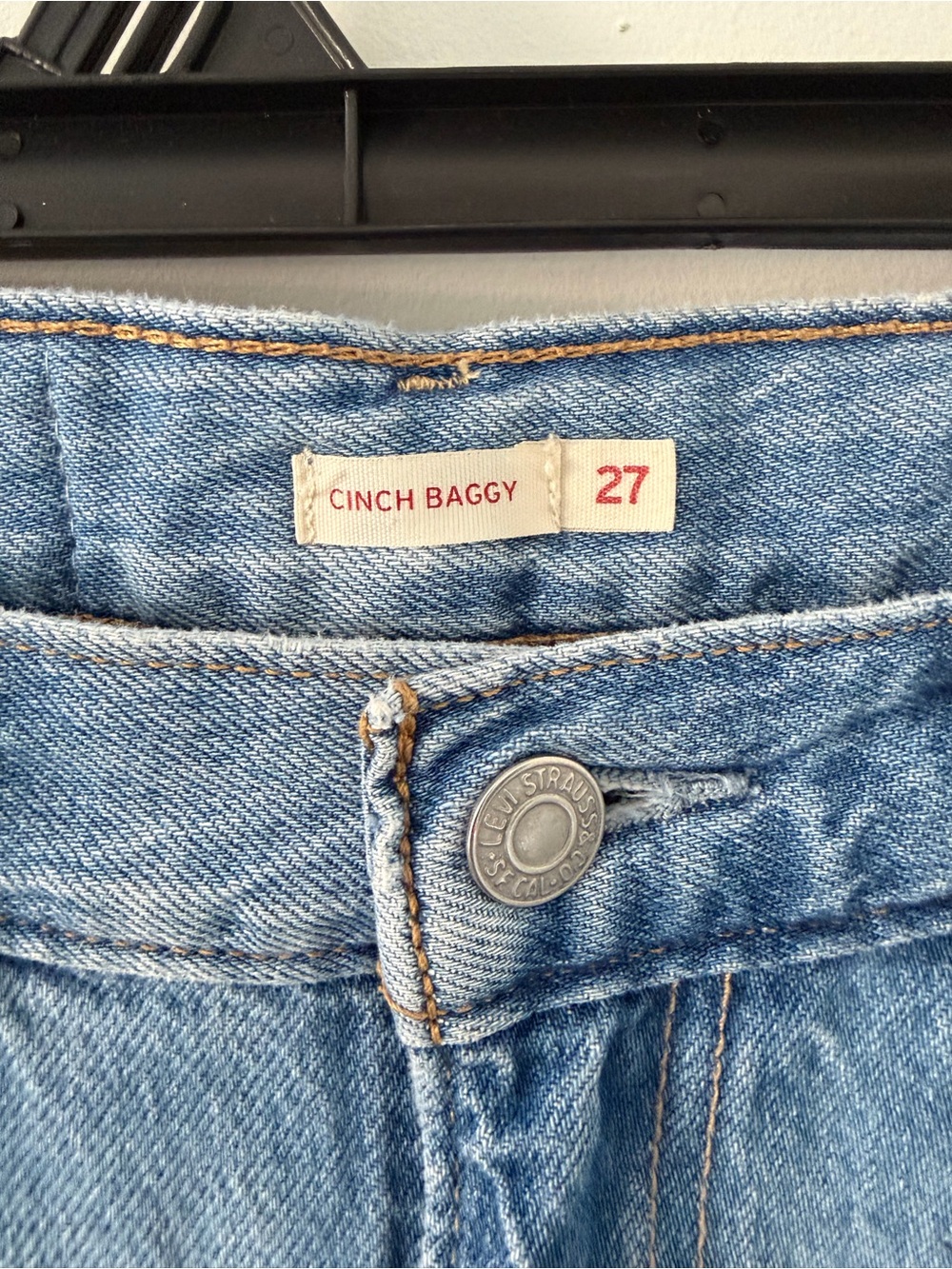 Levi’s Cinch Baggy Light Weight High Rise Wide Leg Denim Jeans Medium Wash 27 - Picture 3 of 10